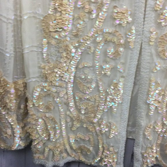 Vintage Swee Lo Silk Sequin Hand Beaded Jacket M - Picture 5 of 12